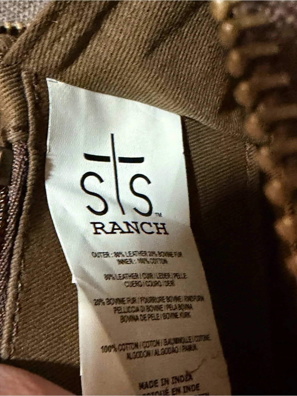 STS Ranchwear Brown Hair-On Leather Zip Card Wallet with Logo
